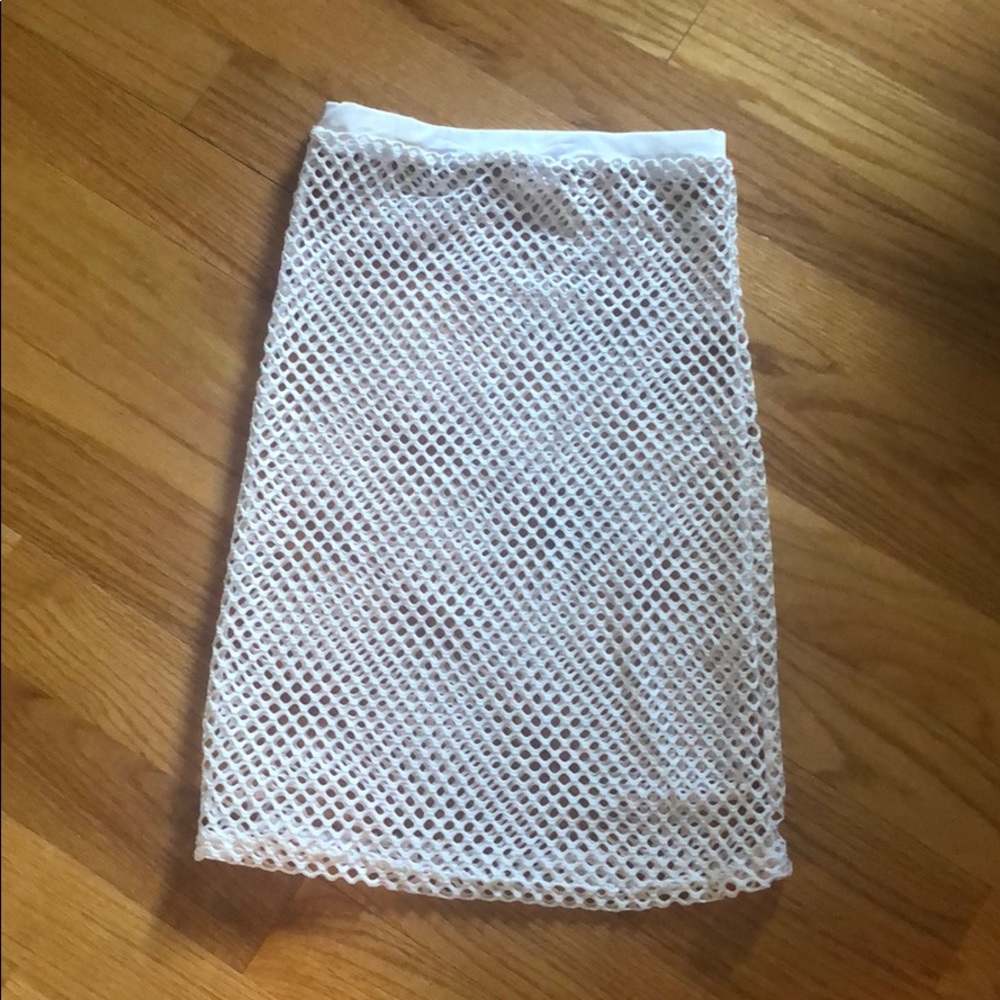 white mesh bikini cover up skirt